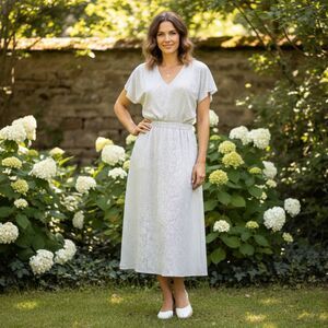 Sienna Sky White & Black Tiny Polka Dot Midi Dress Size S